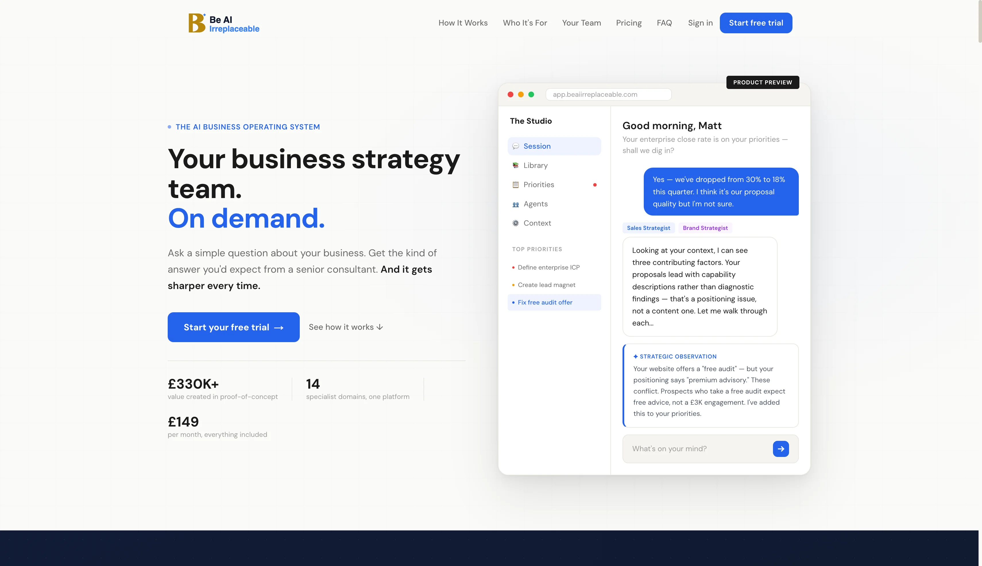 Platform landing page with feature overview